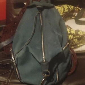 Rebecca Minkoff Teal Drawstring Zip Backpack